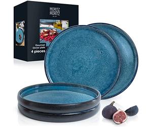 Moritz & Moritz Solid 4X Dinner Plates - 27.5 cm Stoneware Plates - Modern Crockery Set for Serving - Durable, Scratch-Resistant, Dishwasher & Microwave Safe - Elegant Tableware for Every Occasion