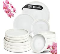 Moritz & Moritz Solid Plain Crockery Set for 6 People, Cream, 18 Pieces, Modern Stoneware Crockery Set, Microwave & Dishwasher Safe, Dinnerware, Dinner Service, Crockery Service for 6 People