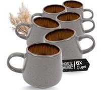 Moritz & Moritz Solid Set of 6 Grey / Beige Coffee Mug Set Made of Robust Stoneware - 400 ml Volume - Dishwasher & Microwave Safe - Perfect for Coffee, Tea & More