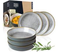 Moritz & Moritz Terra 6-Piece Soup Plates Each 700 ml | 24oz - Ø 19 x 4,5 cm - in Decent Grey Porcelain - Deep Plates for Soups, Salads, Muesli, Pasta and Much More