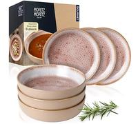 Moritz & Moritz Terra 6-Piece Soup Plates Each 700 ml | 24oz - Ø 19 x 4,5 cm - in Subtle Terracotta Porcelain - Deep Plates for Soups, Salads, Muesli, Pasta and Much More