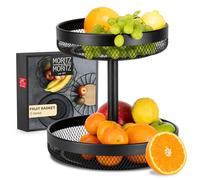 Moritz & Moritz Tiered Fruit Basket Black Metal - Ø 30 x 30cm - Modern Fruit Bowl Large Black - Fruit Basket Etagere for Keeping Fruits, Vegetables and Bread