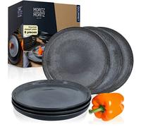 Moritz & Moritz VIDA Dessert Plates Set of 6 - Anthracite Porcelain Plates for 6 - Ø 20cm Plates for Breakfast, Desserts and Everyday Use - Microwave & Dishwasher Safe, Stylish and Durable