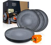 Moritz & Moritz VIDA Dinner Plate Set of 6 Anthracite - Ø 27cm Porcelain Plates for 6, Dishwasher & Microwave Safe - Stylish and Durable Plates for Everyday Use, Ideal for Dinner, Brunch & More
