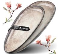 Moritz & Moritz VIDA Set of 2 Porcelain Serving Plates - Beige Dinner Platters, Dishwasher & Microwave Safe - Modern Tableware for Snacks, Salads, Mains and Everyday Use