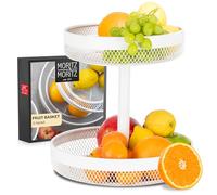 Moritz & Moritz White Metal Fruit Stand - Modern Fruit Bowl Etagere - 2 Tier Display Stand with 4-in-1 Peeler