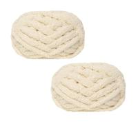 Morkite 2 Pieces Chunky Knitting Yarn Blanket Hand Knitting Super Soft Large Jumbo Blanket Thick Wool (Beige No.23)