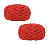 Morkite 2 Pieces Knitting Yarn, Chunky Knit, for Blankets, Hand Knitting, Super Soft, Large Jumbo Blanket, Thick Wool (No. 05, Red)