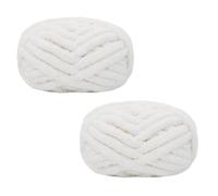 Morkite 2 Pieces Knitting Yarn, Chunky Knit, for Blankets, Hand Knitting, Super Soft, Large Jumbo Blanket, Thick Wool (No. 04, White)