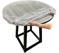 Morkite Transparent Tablecloth Round Outdoor Tablecloth Weatherproof Garden Tablecloth Round with Elastic Band Non-Slip Wipe Clean Plastic Tablecloth