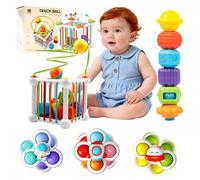 morkka Baby Sensory Cube 16 Pieces, Shape Sorter with Suction Spinners | Sixteen busy pieces: shape sorting, suction spinners and a bead maze that keep toddlers aged 1 to 3 exploring.