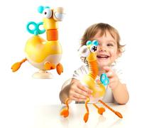 morkka Giraffe Suction Cup Toy, Silicone Pull Toy for High Chair | Sticks to high chairs, pushchairs and tables for pulling and sensory play on the go; easy-grasp giraffe for travel.