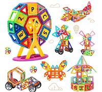 morkka Magnetic Building Blocks 82 Pieces Magnets Building Kit 3D Rainbow Color Educational Toy Set Creative Toys Kids Toddler Girl Boy Car Ferris Wheel Great