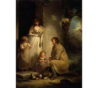 Morland Selling Guinea Pigs Family Painting Large Wall Art Print Canvas Premium Mural