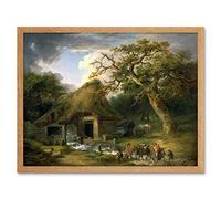 Morland The Old Water Mill Landscape Painting Art Print Framed Poster Wall Decor 12x16 inch