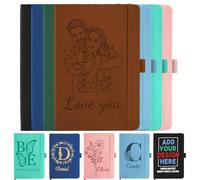 Morlavid Personalised Notebook Journal A6 Custom Leather Lined Notepad Diary with Engraved Name/Logo/Text Customised Stationery Gifts for Women Teacher Birthday,S5