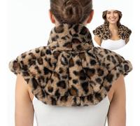 MORLIDEN Microwavable Heated Neck Wrap Warmer and Shoulder Weighted Heating Pad Microwave for Hot and Cold Compress - Leopard Print