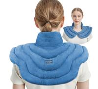 MORLIDEN Neck Heating Pad Microwavable for Shoulders, Warmer Wrap Microwave Heating Pad for Neck and Shoulders for Pain Relief (Light Blue)