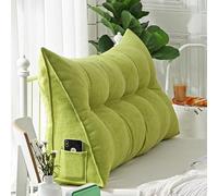 Morlinca Backrest reading pillow bed, reading pillow for bed and sofa, wedge pillow, back cushion for the wall, seat cushion, wall cushion, pillowcase is machine washable,pine green,150x50x20cm