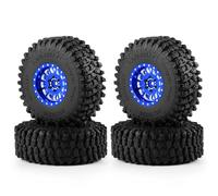 MORLORDY 1.3" RC Wheels & Tires Set - 72mm Mud Tyres and Beadlock Wheels for 1/18 TRX4M TRX4M Bronco Defender K10 F150 FMS FCX18 LC80 and 1/24 SCX24 RC Car Truck Upgrade Parts (Style B - Blue)