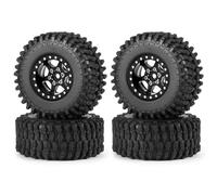 MORLORDY 4Pcs 1.0" Beadlock Wheels & 50mm Tires Set for 1/24 RC Crawlers Axial SCX24 Gladiator Deadbolt Bronco C10 JLU Upgrade Parts (Balck)