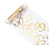 MorLuks Table Runner 60th Birthday, Gold, Polyester, Solid, 28cm x 10m