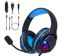 Mormoque H20 Stereo Gaming Headset with Adapter Kit-Includes 3.5mm,USB-C,USB-A,PC Splitter,for PC, PS5, PS4,Xbox, Switch,X|S,Over-Ear Noise Cancelling Wired Headphones with Microphone for phone,Laptop