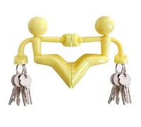 Morn Light 2 Pack Strong Magnetic Key Holder, Fun Man-Shaped Key Hooks with Neodymium Magnet for Fridge, Freezer & Metal Surfaces, Novelty Home Organiser Gift Ideas(2,Yellow)