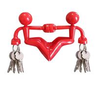 Morn Light 2 Pack Strong Magnetic Key Holder, Fun Man-Shaped Key Hooks with Neodymium Magnet for Fridge, Freezer & Metal Surfaces, Novelty Home Organiser Gift Ideas(2,Red)