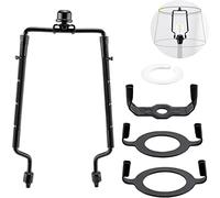 Mornajina 7 8 9 10 inch Lamp Shade Harp Holder, Adjustable Lamp Harps and Finals, Fit Both Standard Lamp Rod and E26 E27 Light Base UNO Fitter Adapter Converter Finial Set (Black)