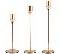 Mornajina Rose Gold Candlestick Holders Set of 3, Decorative Candle Stick Holders Set with Cup Shape Candle Holder Head Fits 3/4 inch Thick Candle & Led Candles for Wedding Party Home