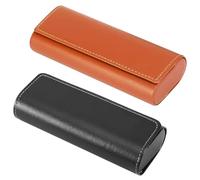 Mornavith Glasses Case Hard Shell, 2Pcs Portable Durable PU Hardshell Spectacle Cases for Men Women Unisex Sunglasses (Maroon + Black)
