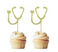 Morndew 24 PCS Doctor Nurse Cupcake Toppers for Hospital Theme Party Birthday Party Graduation Party Decorations Stethoscope
