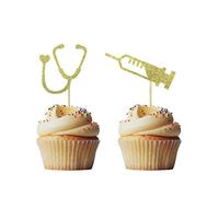 Morndew 24 Rainbow Cake Toppers for Birthday, Graduation Parties & Celebrations