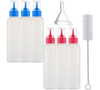 morneve Squeeze Bottles, Writer Bottle for Cookies Icing Sugar Decorating/Cake Biscuit Pancake Food Coloring, BPA-FREE Baking Tools Arts Crafts Kit Applicator Bottles with Brush Funnel, 60mL 6pcs