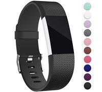 Mornex Strap Compatible for Fitbit Charge 2, Classic Adjustable Wristband Replacement, TPU Band Sport Straps with Metal Clasp, Small Black