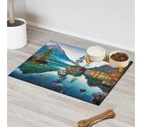 Morning Alps On The Lake Landscape Pet Feeding Mat for Cat Dog Water Bowl Food Mats Landscape Pet Feeding Mats Absorbent Nti-Slip Contain Spills Protects Floors Placemat 40.6 x 60.9 cm