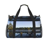 Morning at The Lake Travel Duffel Bag for Women Men,Print Polyester Tote Hand Luggage Bag with Shoulder Strap