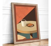 Morning at the Table Framed Wall Art Print A4 Oak