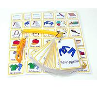 Morning & Bedtime Visual Daily Routine Flash Cards Bungee Set - Visual Aid for special needs autism speech delay