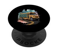Morning Chaos Coordinator Funny Art Lover Back To School Bus PopSockets Adhesive PopGrip