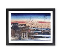 Morning Cherry Blossoms By Utagawa Hiroshige Asian Japanese Framed Print | A4 Black Framed Wall Art | Ready to Hang | Asian Floral Picture | Living Room Bedroom Lounge Office