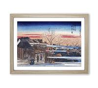 Morning Cherry Blossoms By Utagawa Hiroshige Asian Japanese Framed Print | A4 Oak Framed Wall Art | Ready to Hang | Asian Floral Picture | Living Room Bedroom Lounge Office