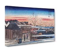 Morning Cherry Blossoms By Utagawa Hiroshige Canvas Print | Gallery Wrapped 30mm Frame Wall Art | 24x16 inches | Ready to Hang | Asian Still Life Picture | Living Room Bedroom Lounge Office
