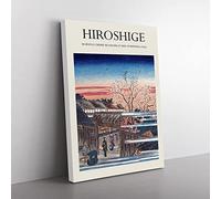 Morning Cherry Blossoms By Utagawa Hiroshige Exhibition Museum Asian Japanese Canvas Wall Art Print Ready to Hang, Framed Picture for Living Room Bedroom Home Office Décor, 50x35 cm (20x14 Inch)