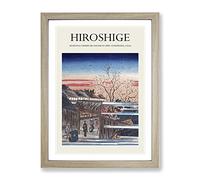 Morning Cherry Blossoms By Utagawa Hiroshige Exhibition Museum Asian Japanese Framed Wall Art Print, Ready to Hang Picture for Living Room Bedroom Home Office Décor, Oak A2 (64 x 46 cm)
