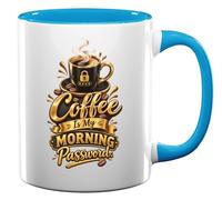 Morning Coffee is My Daily Password Ceramic Tea Coffee Mug Light Blue