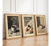 Morning Coffee Moments Minimalist Set of 3 Framed Wall Art Prints A1