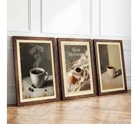 Morning Coffee Moments Minimalist Set of 3 Framed Wall Art Prints A2