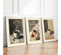 Morning Coffee Moments Minimalist Set of 3 Framed Wall Art Prints A2
